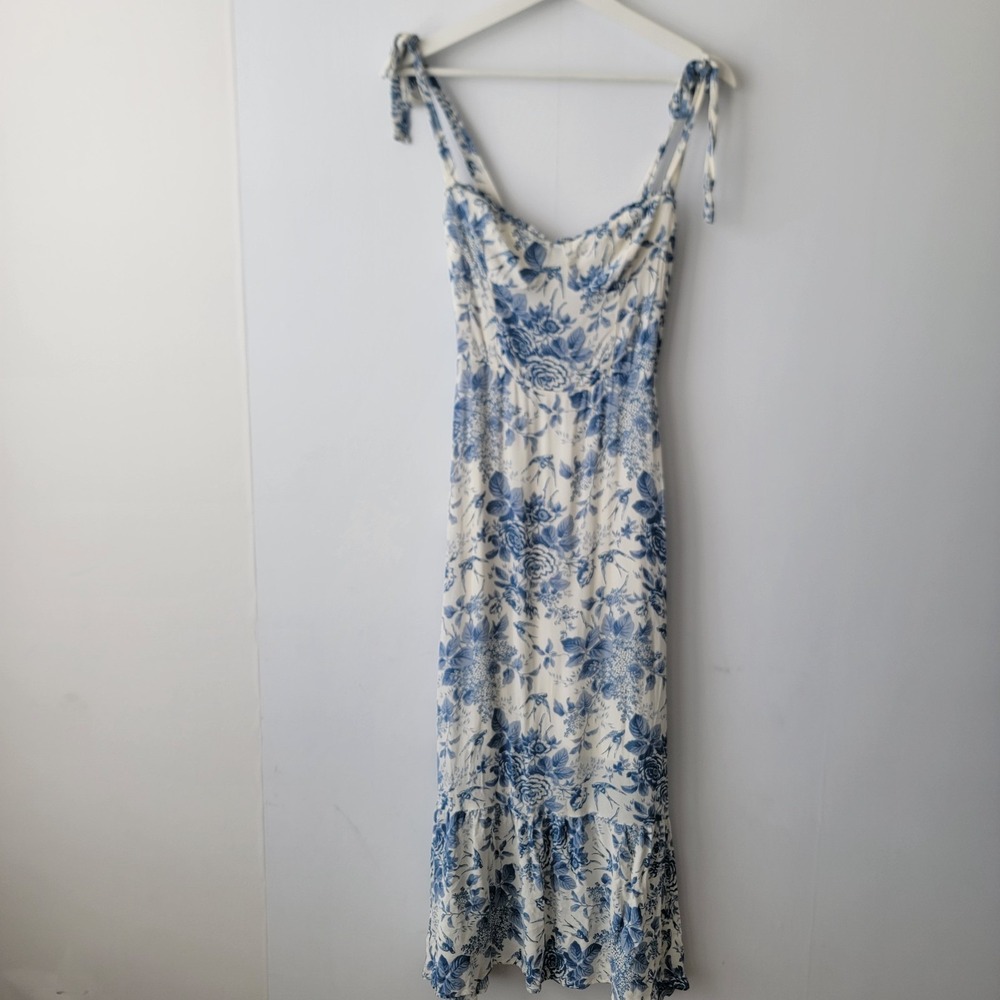 Reformation nikita floral midi dress size 2 adjustable strap milkmaid romantic